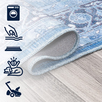 Maris Ornate Medallion Washable Area Rug